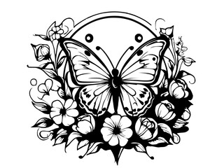 butterfly and flower design illustration