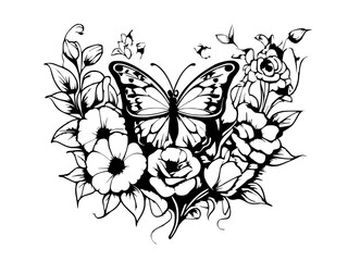 butterfly and flower design illustration