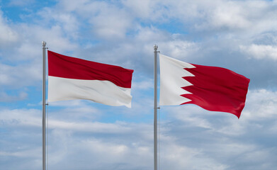 Bahrain and Indonesia and Bali flags, country relationship concept