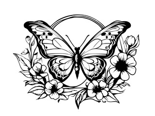 butterfly and flower design illustration