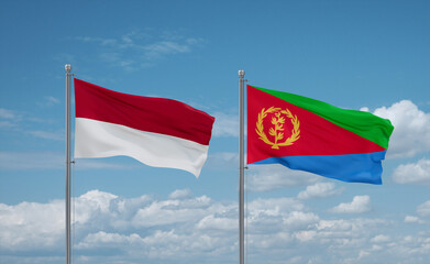 Eritrea and Indonesia and Bali flags, country relationship concept