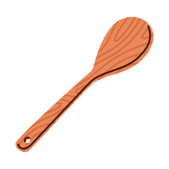 Wooden Spatula Tool with Handle as Cooking Utensil Vector Illustration