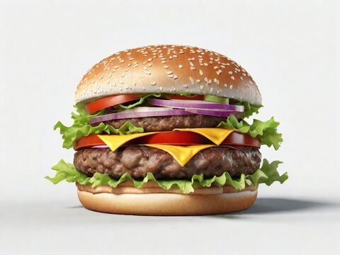 hamburger on a white background, generative ia