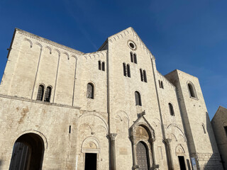 Fototapeta na wymiar Facade of the Basilica of Saint Nicholas, in the heart of the old town of Bari. Puglia, Italy