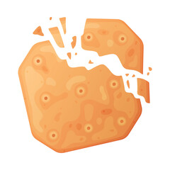 Crunchy Cracker Cookie as Dry Baked Flour Biscuit with Crumbs Vector Illustration