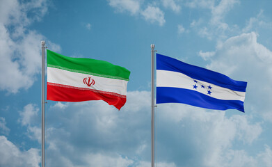 Honduras and Iran flags, country relationship concept