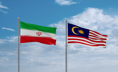 Malaysia and Iran flags, country relationship concept