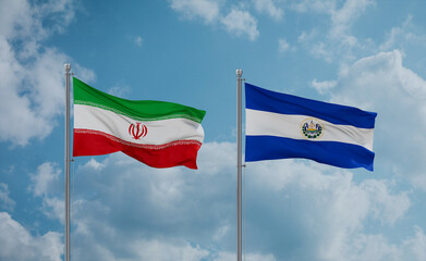 Salvador and Iran flags, country relationship concept