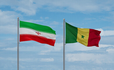 Senegal and Iran flags, country relationship concept