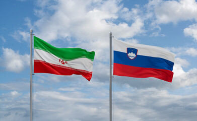 Slovenia and Iran flags, country relationship concept
