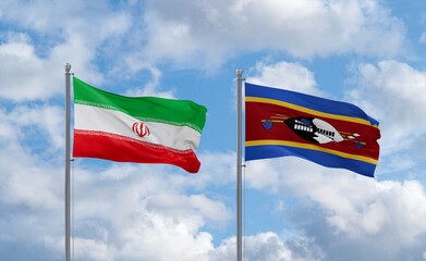 Eswatini and Iran flags, country relationship concept