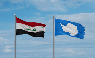 Iraq and Antarctica flags, country relationship concept