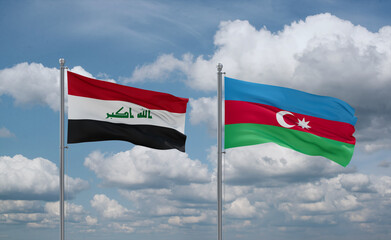Azerbaijan and Iraq flags, country relationship concept