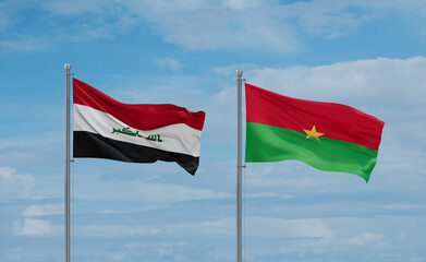 Burkina Faso and Iraq flags, country relationship concept