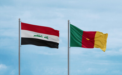 Cameroon and Iraq flags, country relationship concept