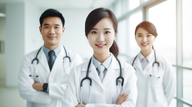 Medical personnel, team of doctors and nurses in a hospital. Health care and medical concept.