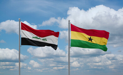 Ghana and Iraq flags, country relationship concept