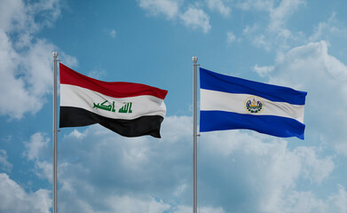 Salvador and Iraq flags, country relationship concept