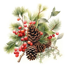 Fototapeta premium christmas decoration with pine cones