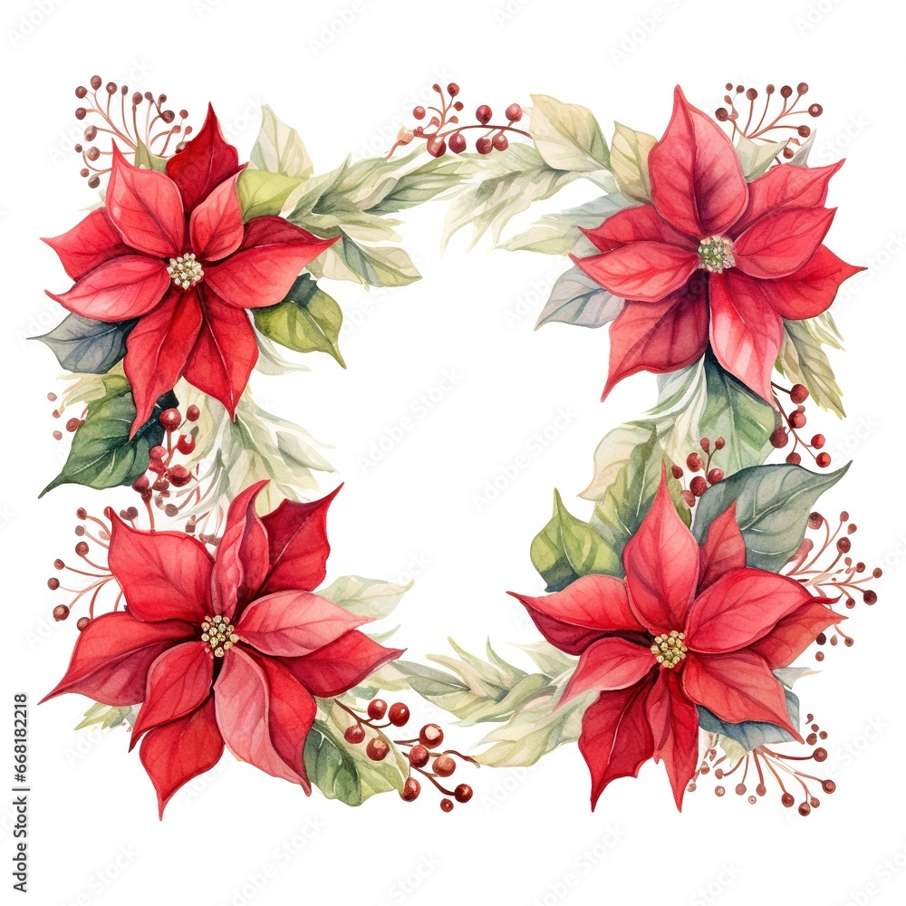 Poster christmas background with poinsettia