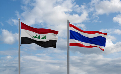 Thailand and Iraq flags, country relationship concept