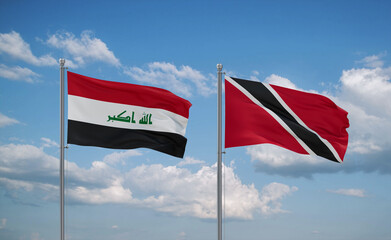 Trinidad and Tobago and Iraq flags, country relationship concept