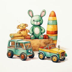 Fototapeta premium easter bunny with easter eggs