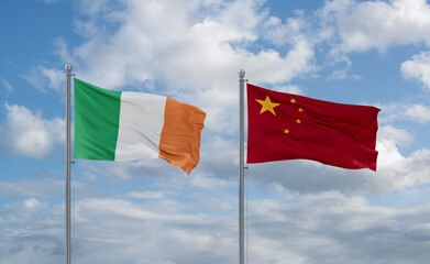 China and Ireland flags, country relationship concept