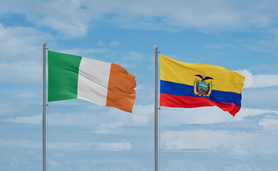 Ecuador and Ireland flags, country relationship concept