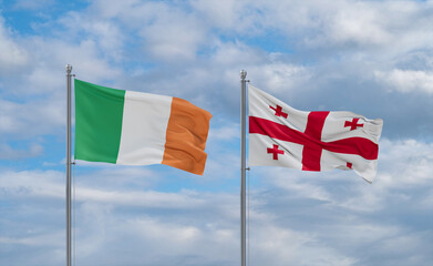 Georgia and Ireland flags, country relationship concept