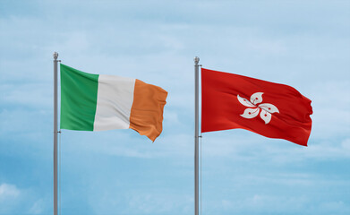 Hong Kong and Ireland flags, country relationship concept