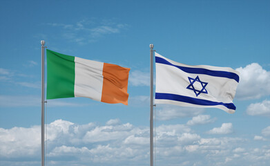 Israel and Ireland flags, country relationship concept