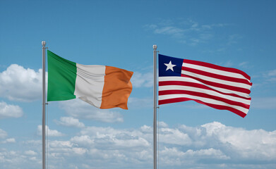 Liberia and Ireland flags, country relationship concept