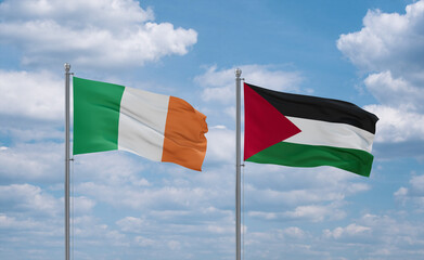 Palestine and Ireland flags, country relationship concept