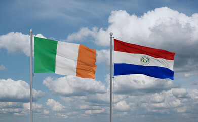 Paraguay and Ireland flags, country relationship concept