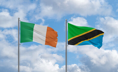 Tanzania and Ireland flags, country relationship concept