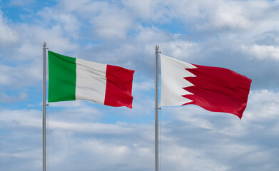 Bahrain and Italy flags, country relationship concept