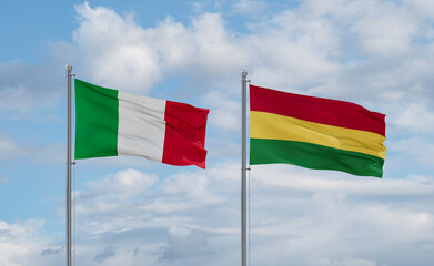 Bolivia and Italy flags, country relationship concept