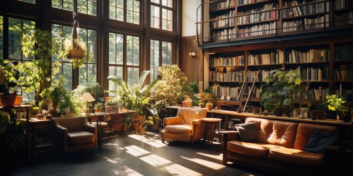 A library that is designed to be both cozy and inviting. AI Generative