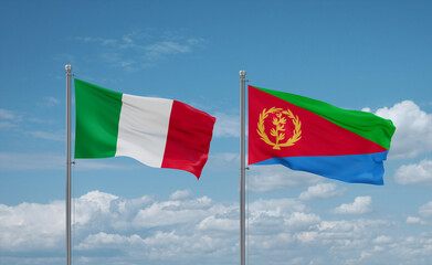 Eritrea and Italy flags, country relationship concept