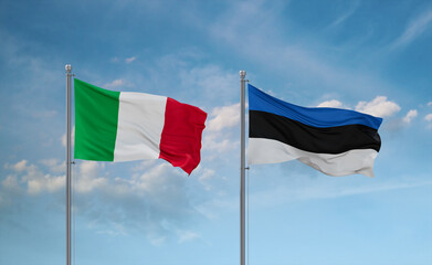 Estonia and Italy flags, country relationship concept