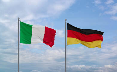 Germany and Italy flags, country relationship concept