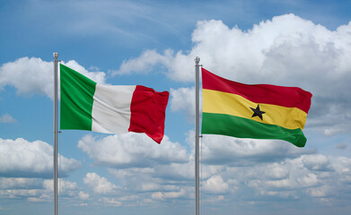 Ghana and Italy flags, country relationship concept