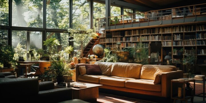 A library that is designed to be both cozy and inviting. AI Generative