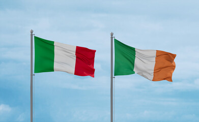 Ireland and Italy flags, country relationship concept