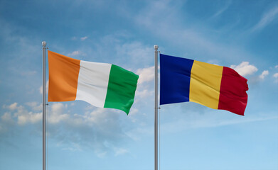 Chad and Ivory Coast flags, country relationship concept