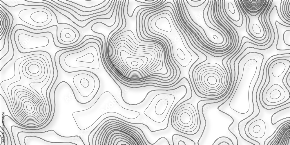 Poster isolines vector illustration ocean topographic line map with curvy wave. cartography texture abstrac