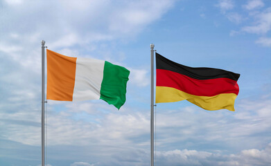 Germany and Ivory Coast flags, country relationship concept