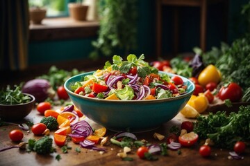 A fresh mix vegetable salad bowl