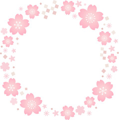 春らしい桜の花のピンクの和風のフレームベクター素材	
